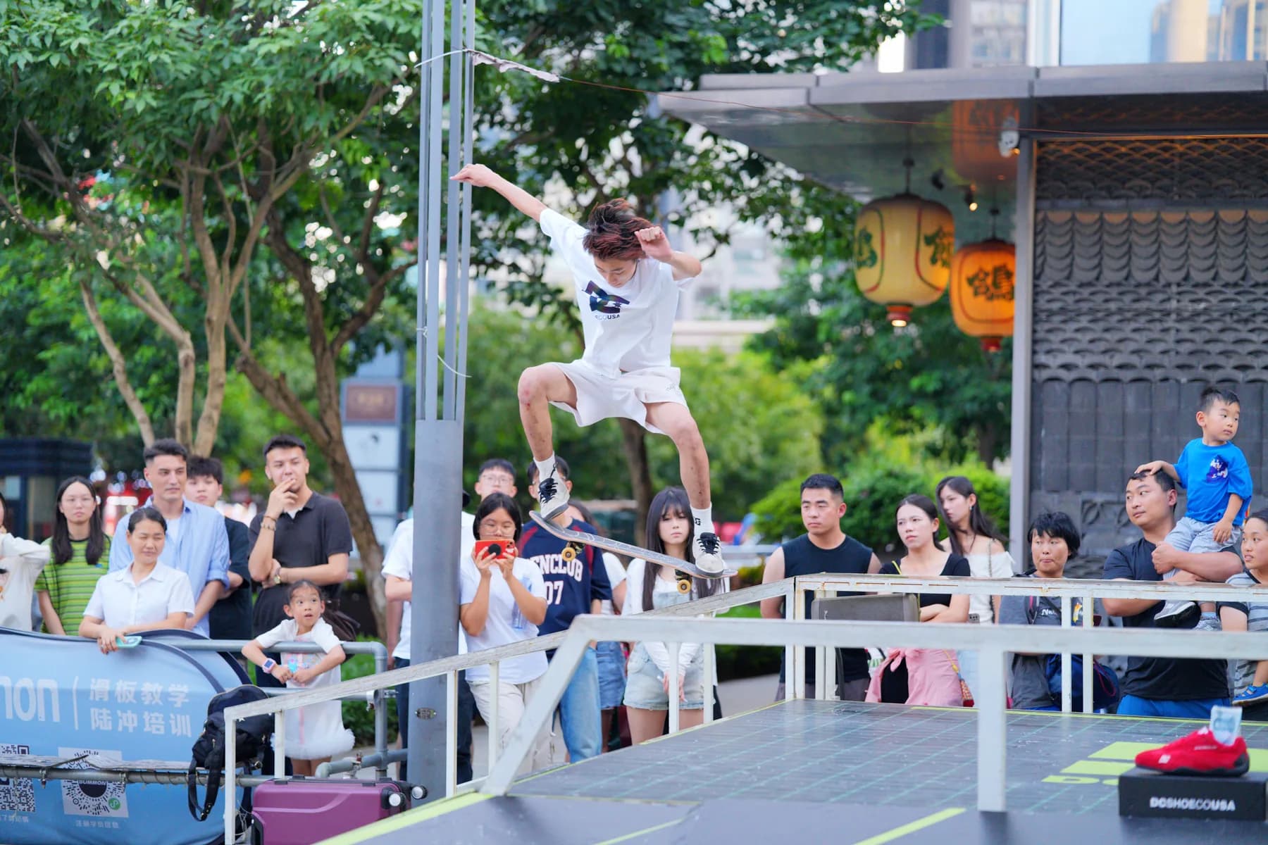 A rider attempting a trick during Go Skateboarding Day