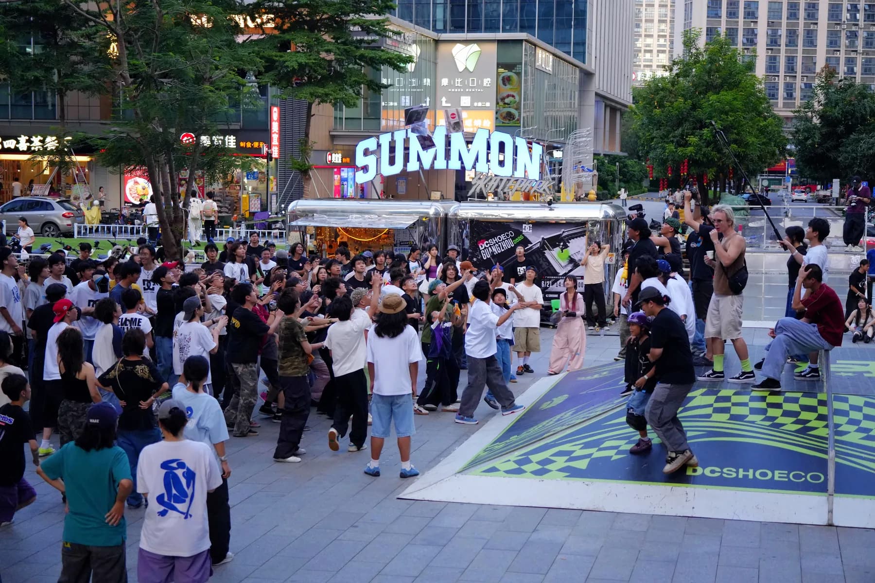 Go Skateboarding Day participants in front of the SUMMON sign